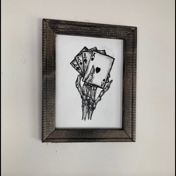 “Holds All The Aces” Skeleton Painting - Picture 3 of 3